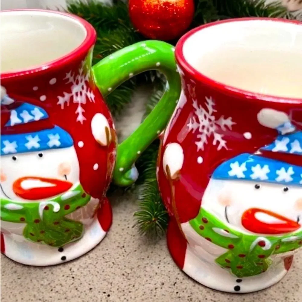 Pier 1 l Snowman Mug l Set of 2 l Santa Mugs available l EUC